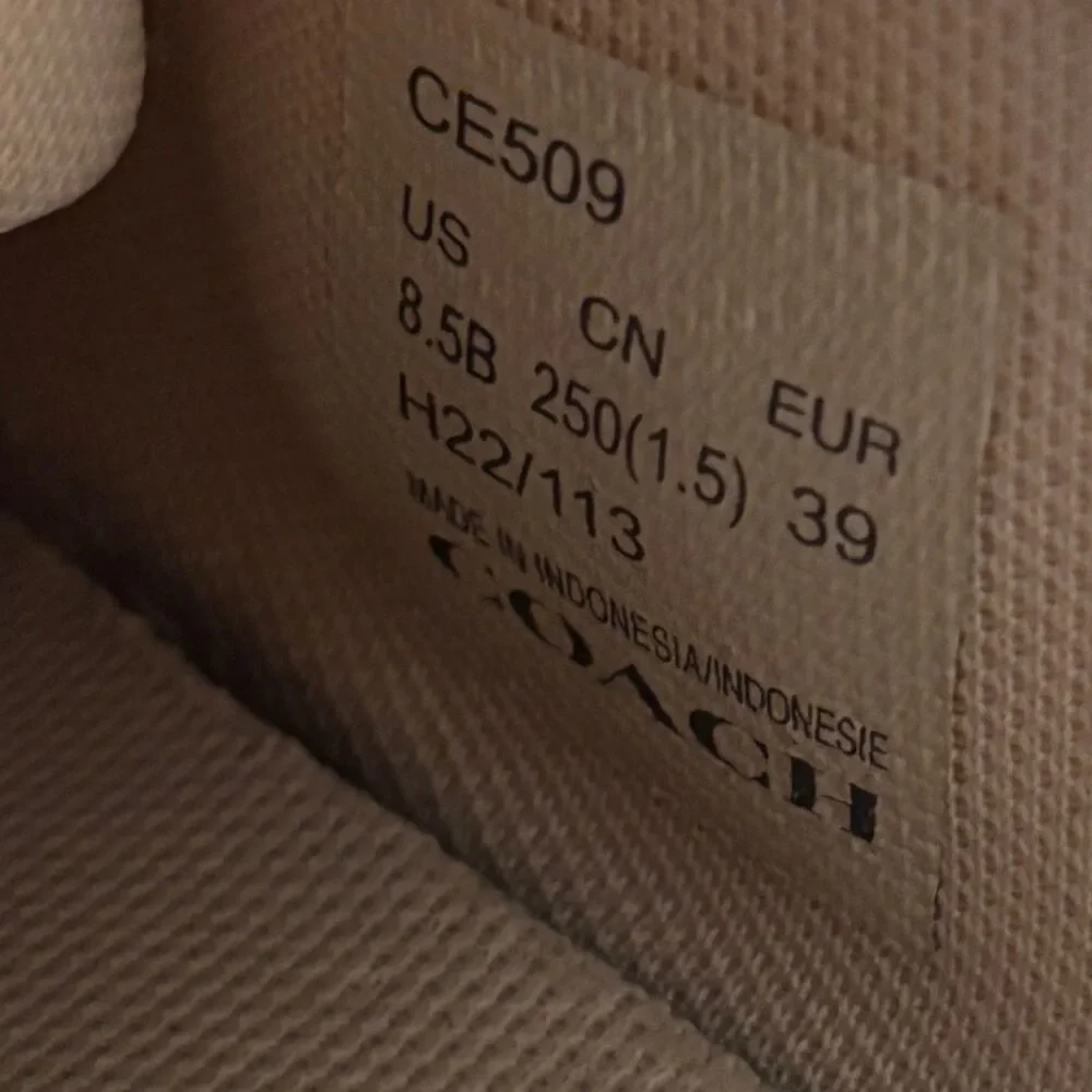 Coach Cherry All Over Print Sneakers Tan Beige Pink Women's 8.5B RARE